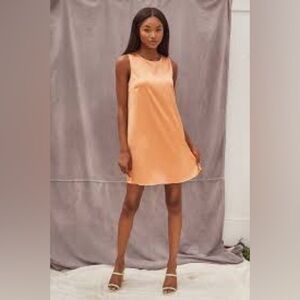 Lulus Chic Peak Light Orange Satin Sleeveless Shift
Dress size small NWT